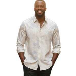 TOMMY BAHAMA Wedding Formal Dressy Long Sleeve Floral Shirt